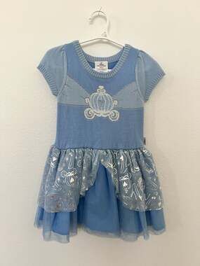 Girls Disney Princess Cinderella Short Sleeve Sweater Dress, Sizes 2T